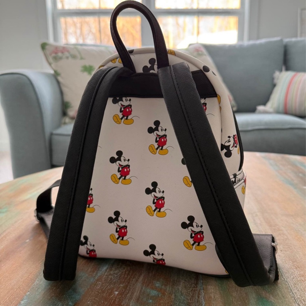 Loungefly Disney Mickey Mouse White and Black Mini Backpack - Picture 2 of 3